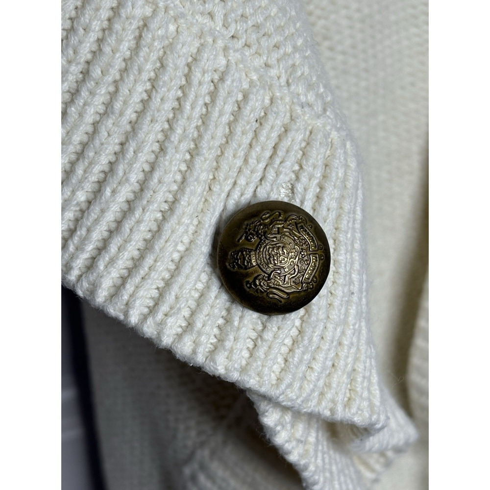 LRL Ralph Lauren Women's M Ivory Shawl Collar Sweater Poncho Classic Coastal - Picture 9 of 11